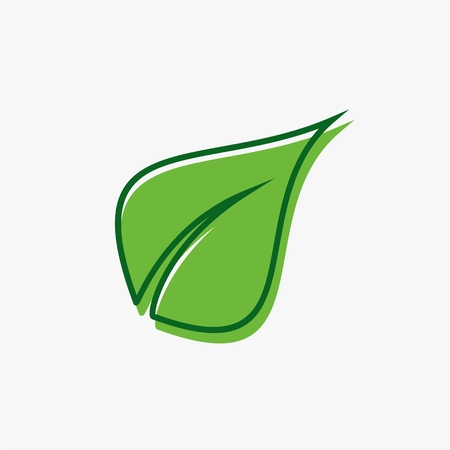 Green leaf outline logo vector illustration.のイラスト素材