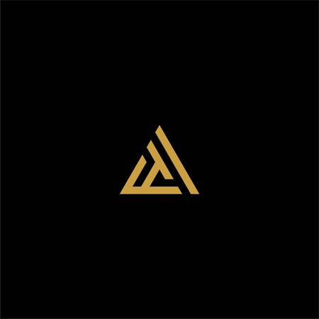 Mountain abstract logo design vector.  Triangle abstract icon illustration. Letter AM logo design.のイラスト素材