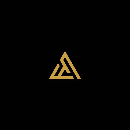 Mountain abstract logo design vector.  Triangle abstract icon illustration. Letter AM logo design.のイラスト素材