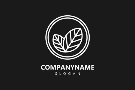 Logo Leaf Icon Line Art Vector Illustrationsのイラスト素材