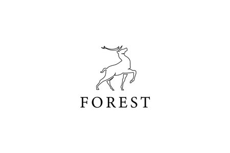 Beauty Elegant Deer Buck Stag Hart Elk Reindeer Silhouette Logo Design Vectorのイラスト素材