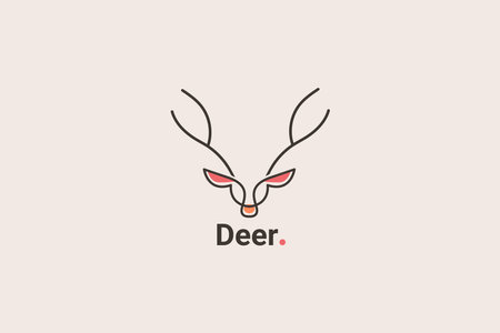 Deer Monoline Line Art Logo Vector Icon Illustrationのイラスト素材