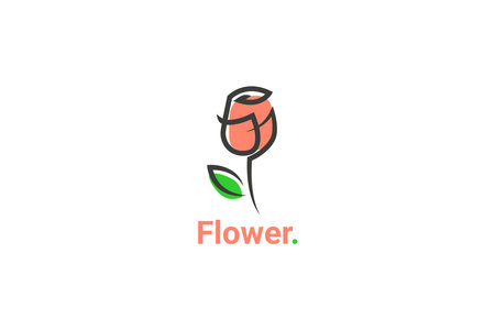 Rose Flower Line Art Logo Designのイラスト素材