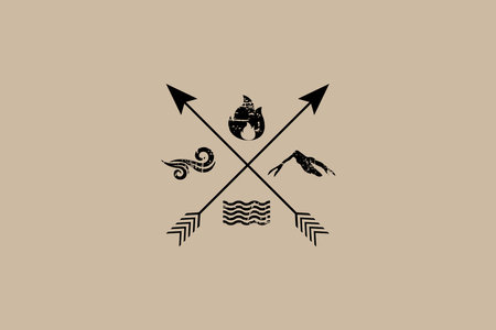 Four Vintage Style Vector Illustration Elementsのイラスト素材