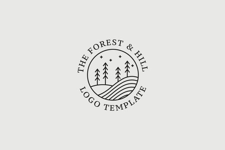 Creative Forest Outline Logo Designのイラスト素材