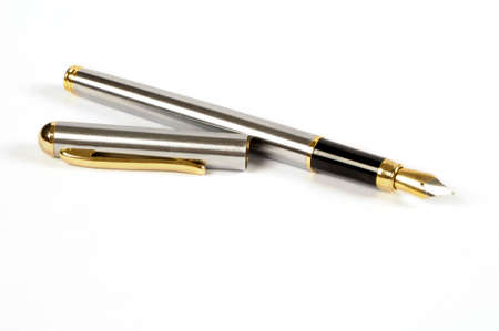 ink pen on white backgroundの写真素材