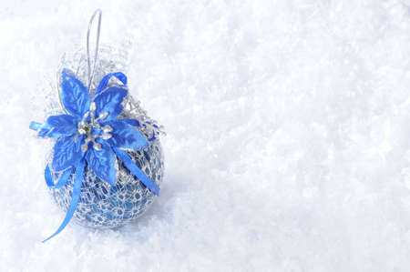 christmas toys on snow backgroundの写真素材