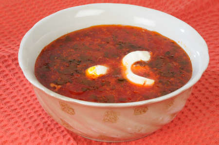 ukrainian borshch with sour cream