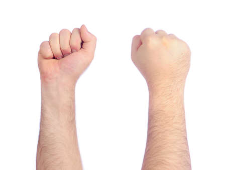Male hands counting - fistの写真素材