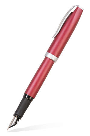 isolated red ink pen on white backgroundの写真素材