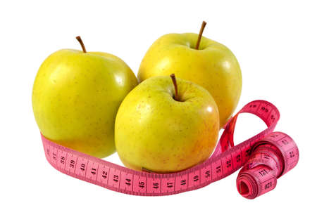 Three Apples with Tape Measureの写真素材