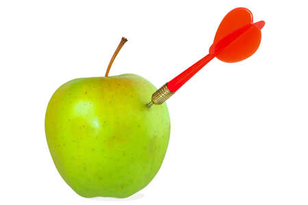 red arrow of darts in green appleの写真素材