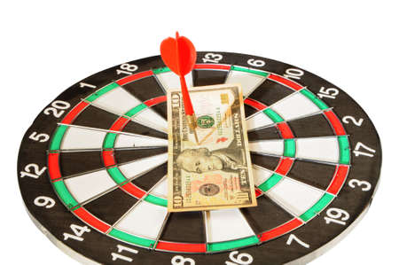 arrow through the 10 dollars to the center of targetの写真素材