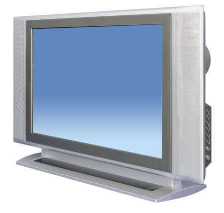 Lcd tv under angle of 60 and over white の写真素材