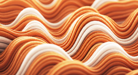 Orange and white fabric swatches as background texture, closeup view