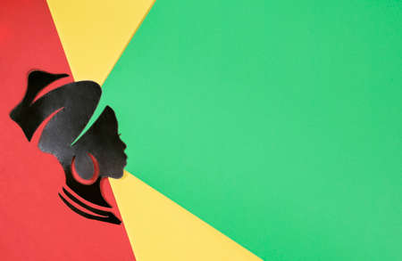 colorful background in yellow, red and green for black history monthの写真素材