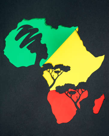 colorful background in yellow, red and green for black history monthの写真素材