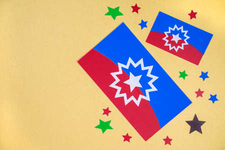 Black Liberation African American flags and stars on yellow background. Black History Month. 19th of...