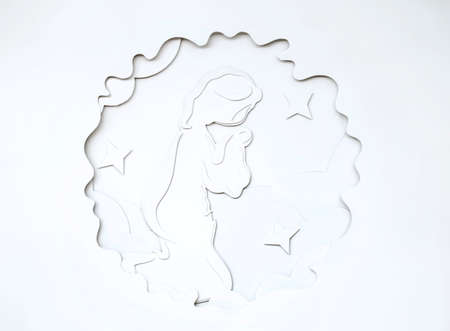 Paper craft for the Assumption of Mary day greeting. Assumption of Mary Poster, August 15の写真素材