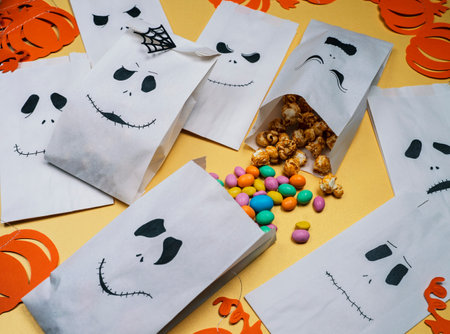 preparing Halloween treats for childrenの写真素材