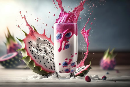 AI generated illustration of smoothies made of dragon fruitの素材