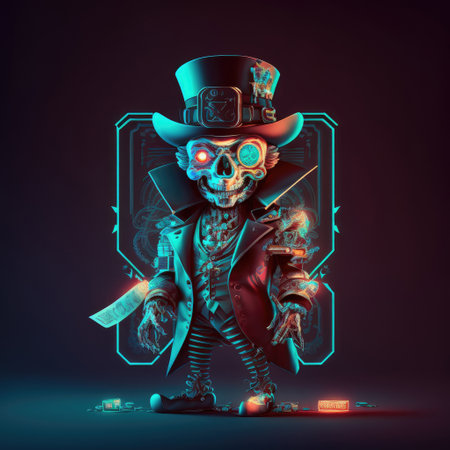 Skull in a top hat with a cigarの素材