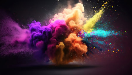 Explosion of colored powder. 3d rendering, 3d illustration.の素材