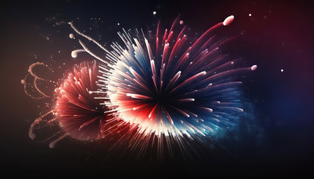 AI generated background with Colorful  Fireworks in the night sky with bokeh effectの素材