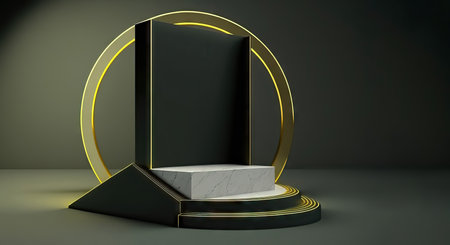 AI generated 3d Abstract scene podium mockup for product presentationの素材