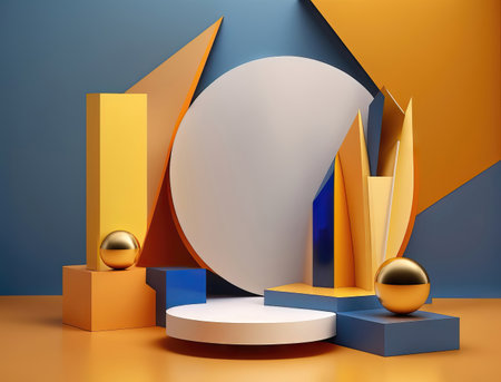 AI generated 3d Abstract scene podium mockup for product presentationの素材