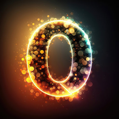 Vector letter O in neon style. Glowing font. Vector illustration.の素材