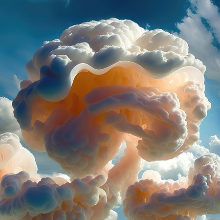 Fantasy clouds in the blue sky. 3d render illustration.の素材