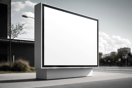 Blank billboard on city street. 3d rendering. Mock up.の素材