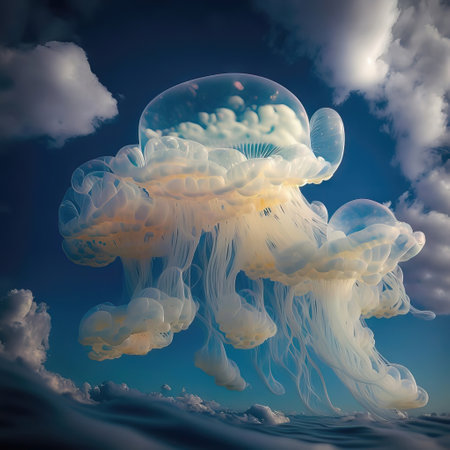 Jellyfish floating in the ocean. Conceptual imageの素材