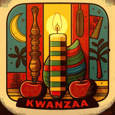 Kwanzaa background with traditional symbolsの素材