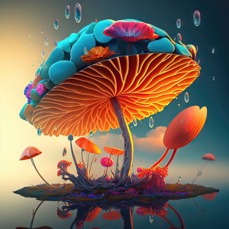 Fantasy mushroom in surreal surreal landscape.の素材