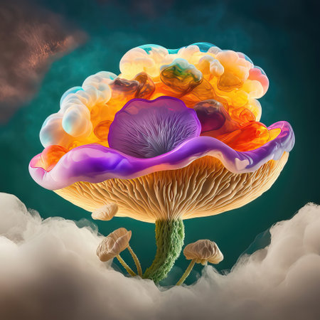 Colorful mushroom in the clouds.  Fantasy.の素材