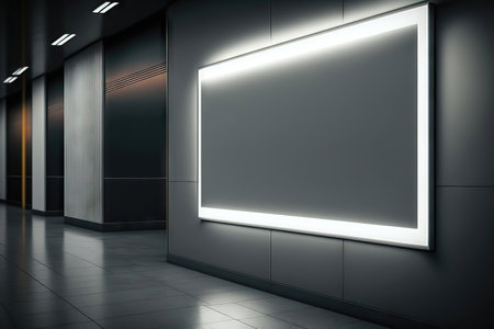 Blank billboard on the wall in a modern office.の素材