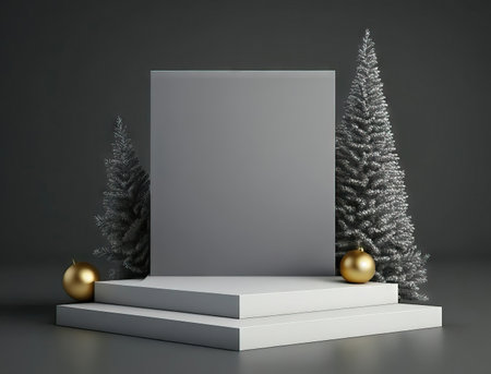 Podium in Christmas and New Year conceptの素材