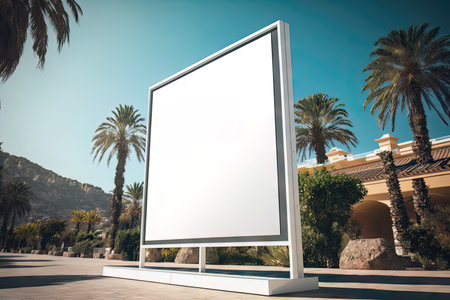 Blank white billboard on the street. AI generated Blank billboard on the street, Local outdoor advertising mockupの素材