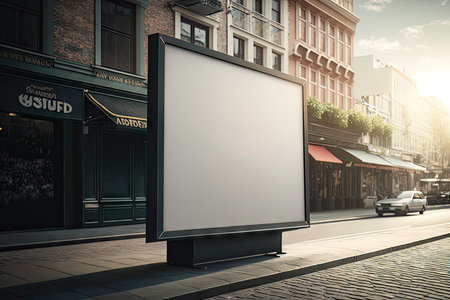Blank advertising billboard on city street. AI generated Blank billboard on the street, Local outdoor advertising mockupの素材