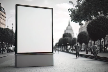 AI generated Blank billboard on the street, Local outdoor advertising mockupの素材