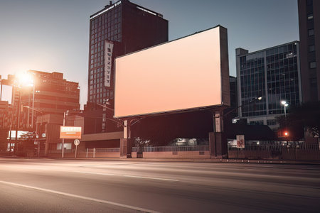 AI generated Blank billboard on the street, Local outdoor advertising mockupの素材