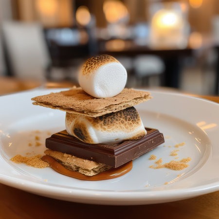 AI generated Sweet dessert with chocolate and marshmallows. Selective focusの素材