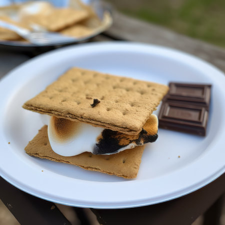 AI generated Sweet dessert with chocolate and marshmallows. Selective focusの素材