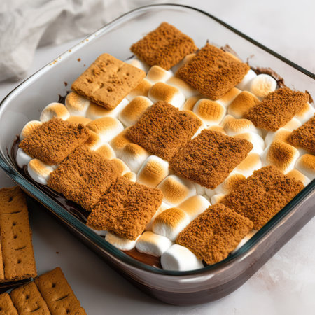 AI generated Sweet dessert with chocolate and marshmallows. Selective focusの素材