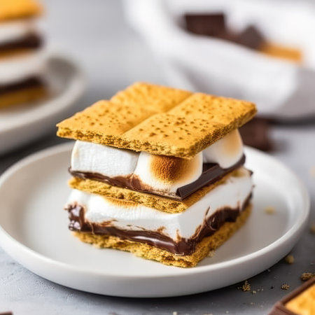AI generated Sweet dessert with chocolate and marshmallows. Selective focusの素材