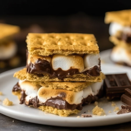 AI generated Sweet dessert with chocolate and marshmallows. Selective focusの素材