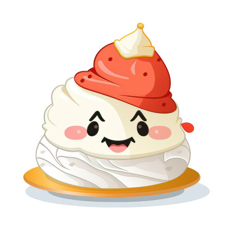 Cute kawaii meringue cake with strawberryの素材