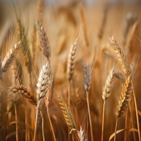 Ears of wheat in the field close-up. Shallow depth of fieldの素材